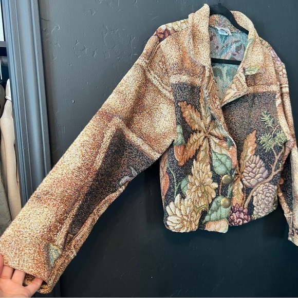 Vintage Paco soler women jacket/ coat Size: S/M color : beige: floral print - Picture 7 of 9
